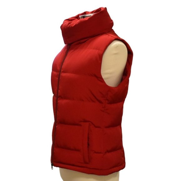 Talbots Cranberry Red Down High Zip Puffer Vest - Picture 4 of 9